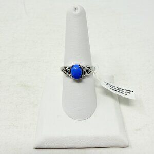 Shop LC Blue Ceruleite Solitaire Oval Size 8 Ring in Stainless Steel 5486